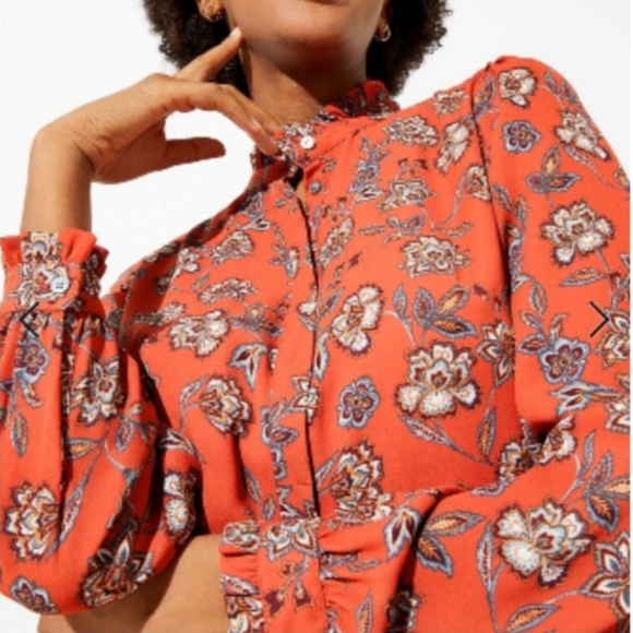 Ann Taylor LOFT Ruffle Trim Shirt Dress 6 - Picture 2 of 8